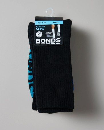Bonds 3 Pack Aussie Cotton Cushioned Crew Socks