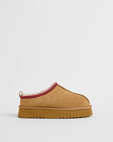 Australian Design UGG Leather and Sheepskin Tape Scuff Slippers