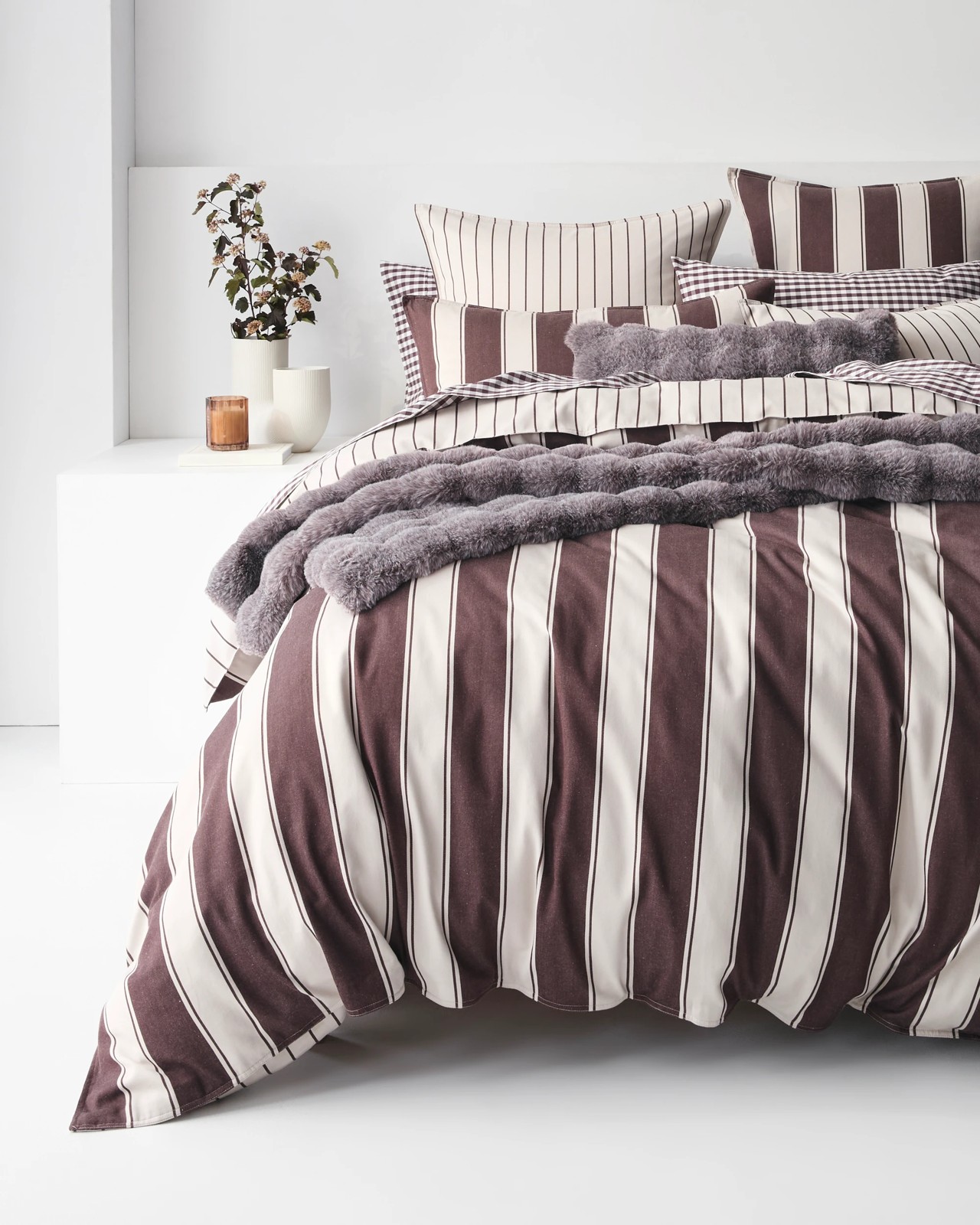 Rayne Stripe Stonewash Quilt Cover Set - Chocolate/Pumice 2 of 6