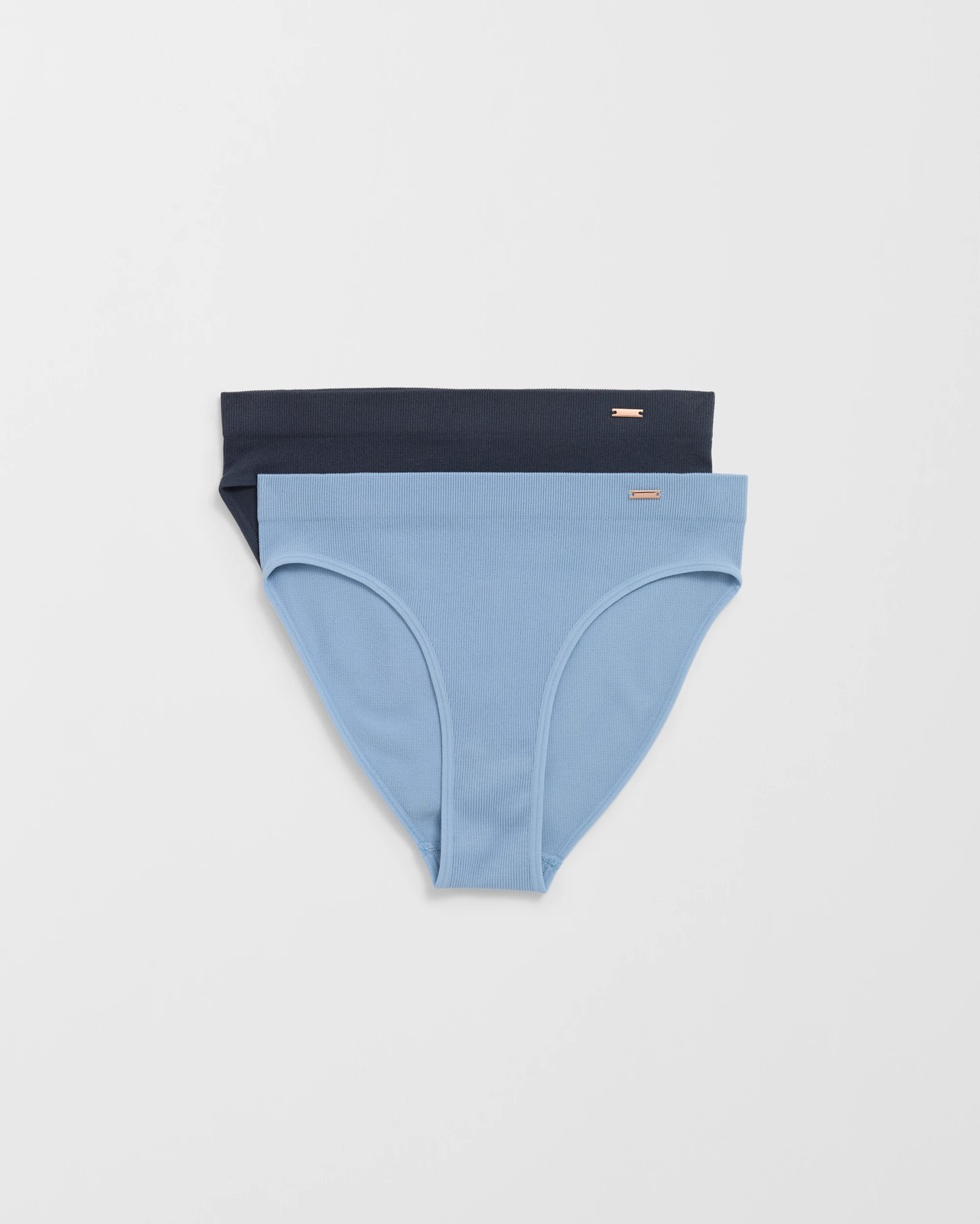 Lily Loves 2 Pack Rib Seamfree High Waist Bikini Briefs - Forever Blue/Winter Blue 2 of 5