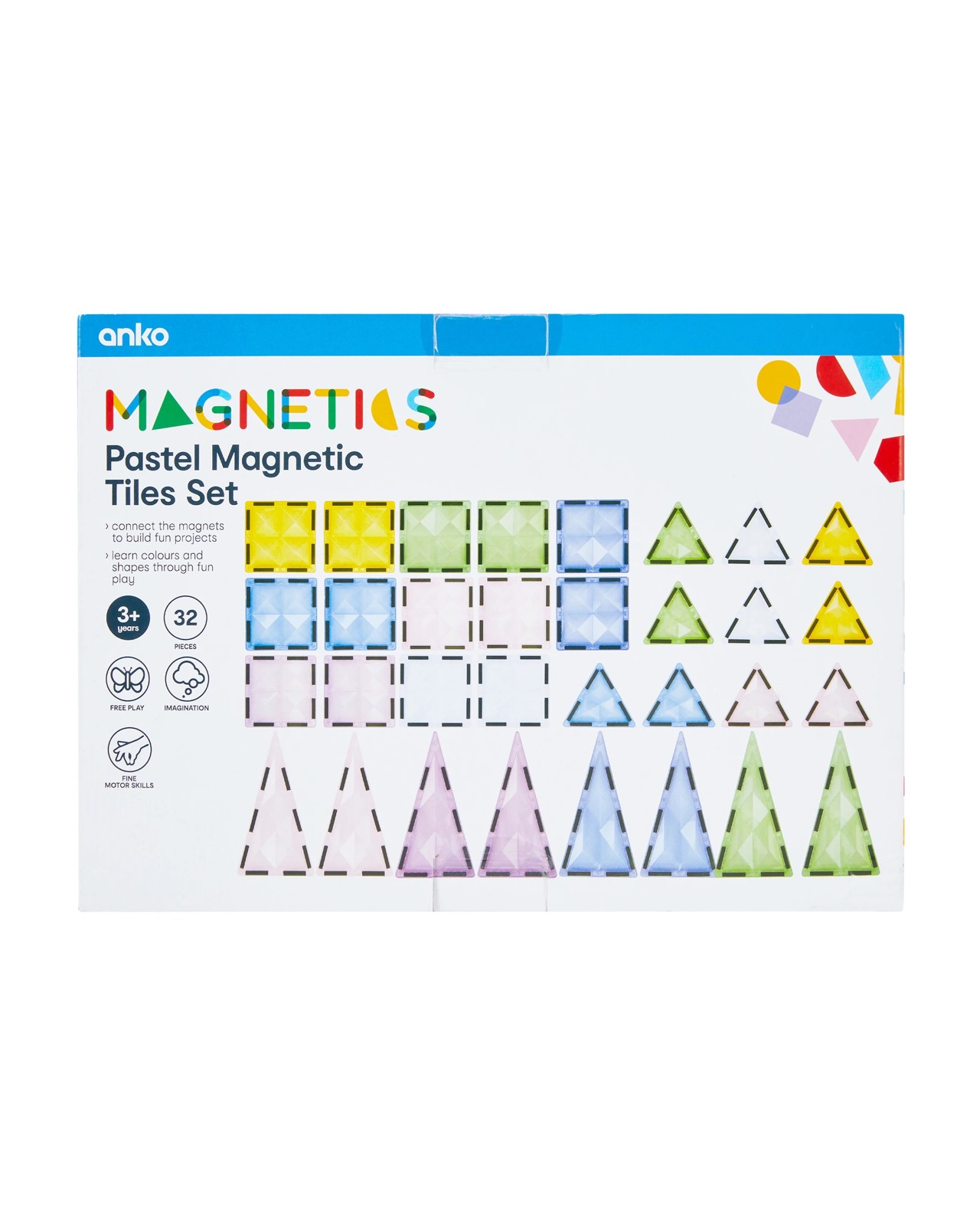 32 Piece Pastel Magnetic Tiles Set - Anko 5 of 5