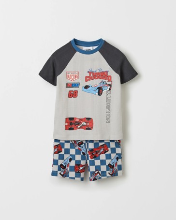 Licensed Hot Wheels Australian Cotton Younger Boys Elevated Rib Pyjama Set