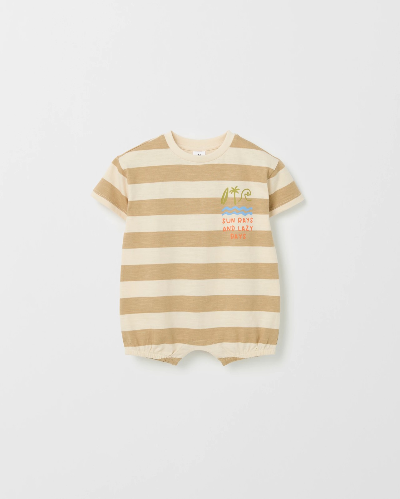 Baby Organic Cotton Slouchy Romper - Neutral Sun Rays Stripe 4 of 6