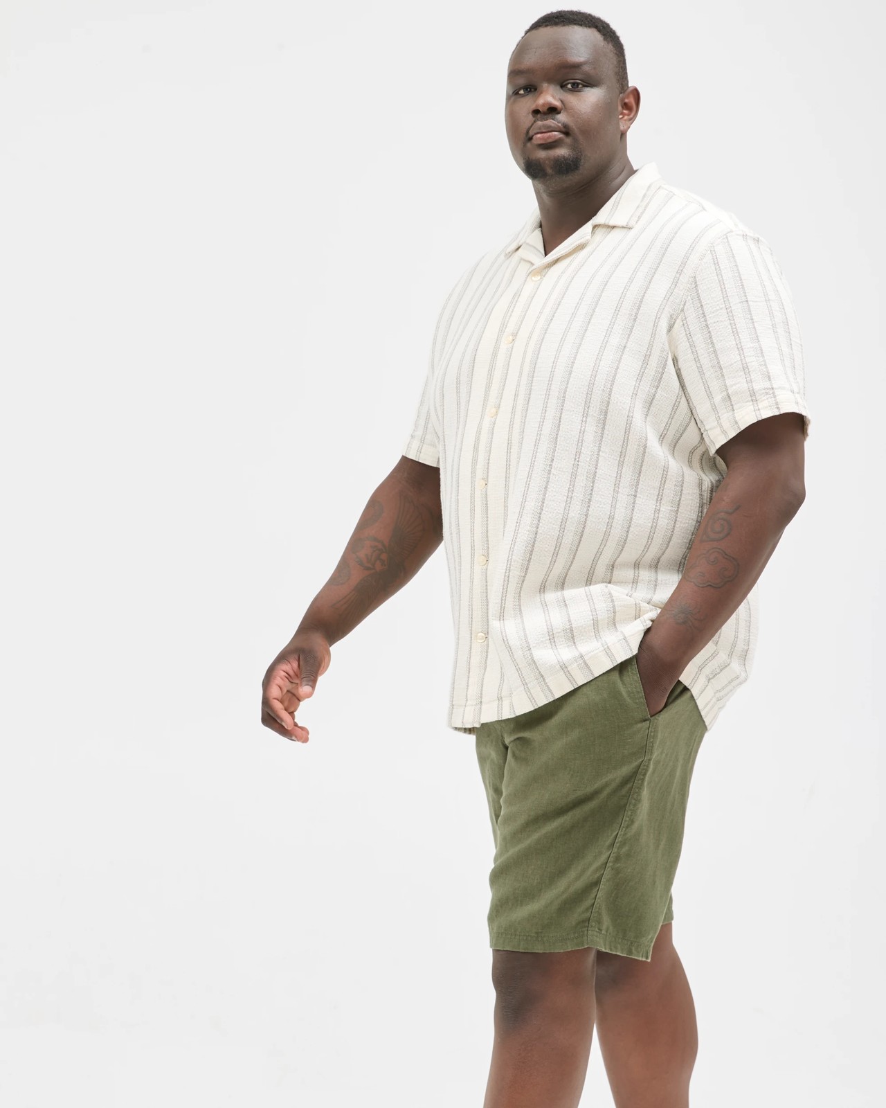 Plus Size European Linen Shorts - Khaki 5 of 5