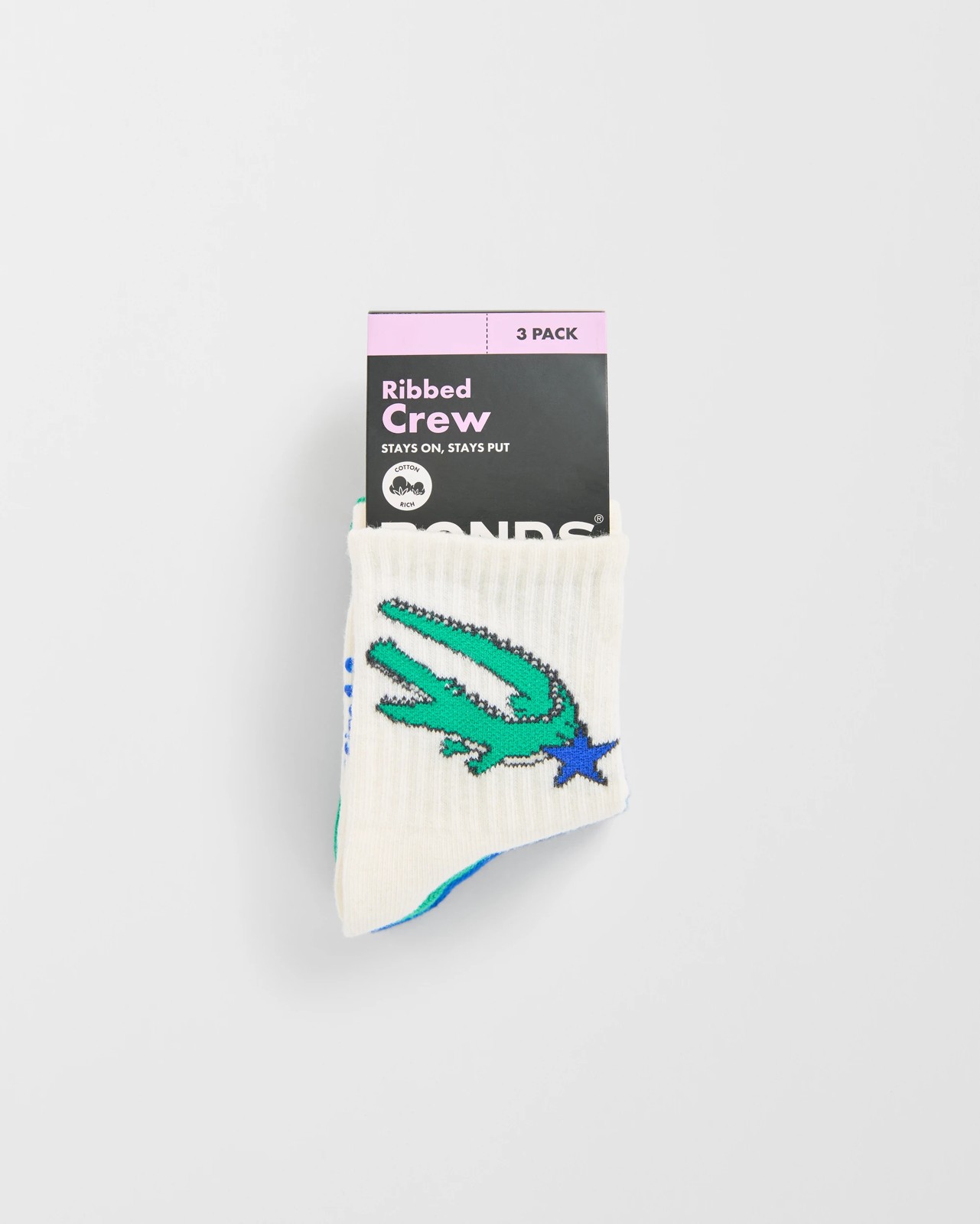 Bonds Baby 3 Pack Pattern Rib Crew Socks 6 of 6