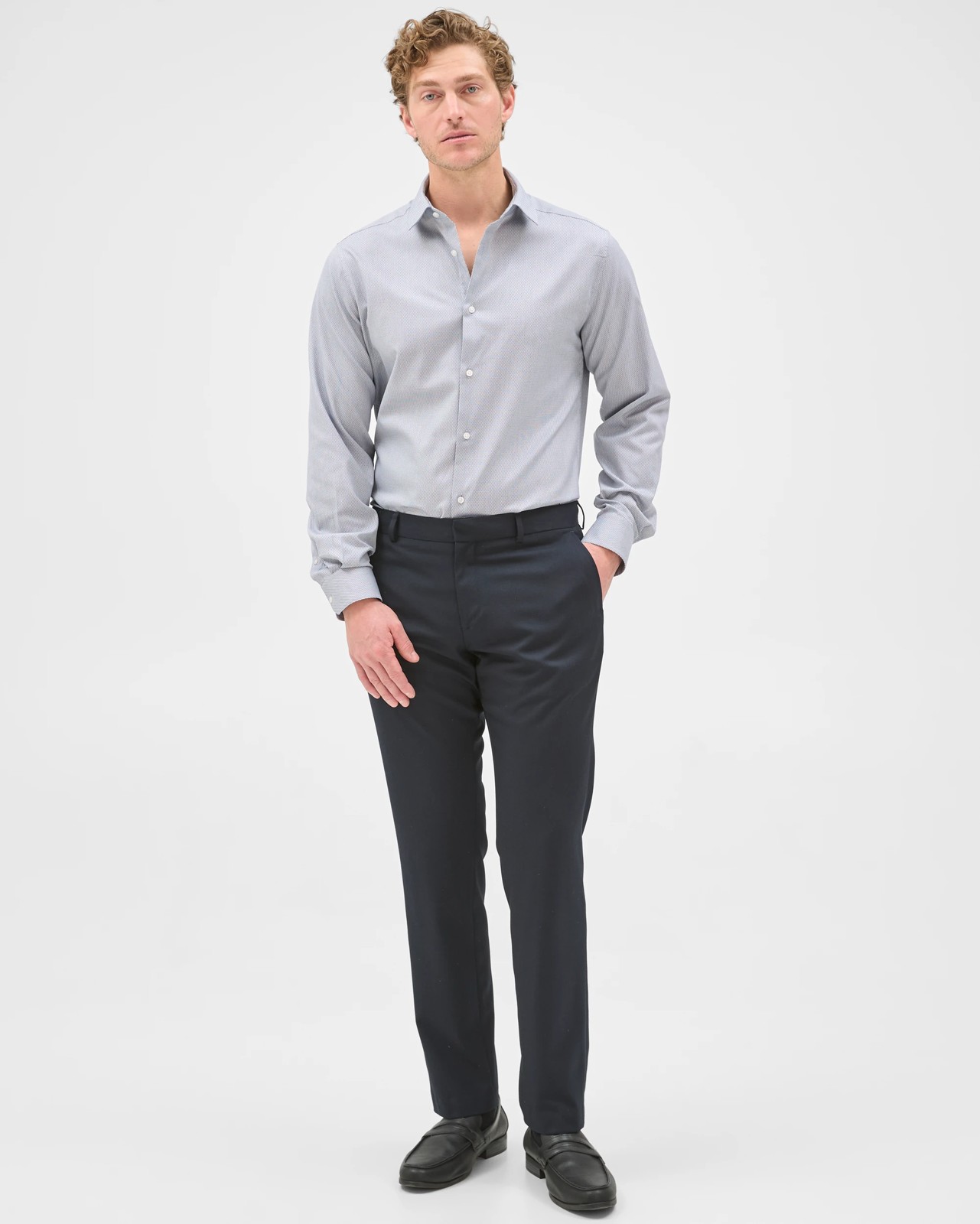 Preview Australian Cotton Dobby Shirt - Navy Solid 3 of 5