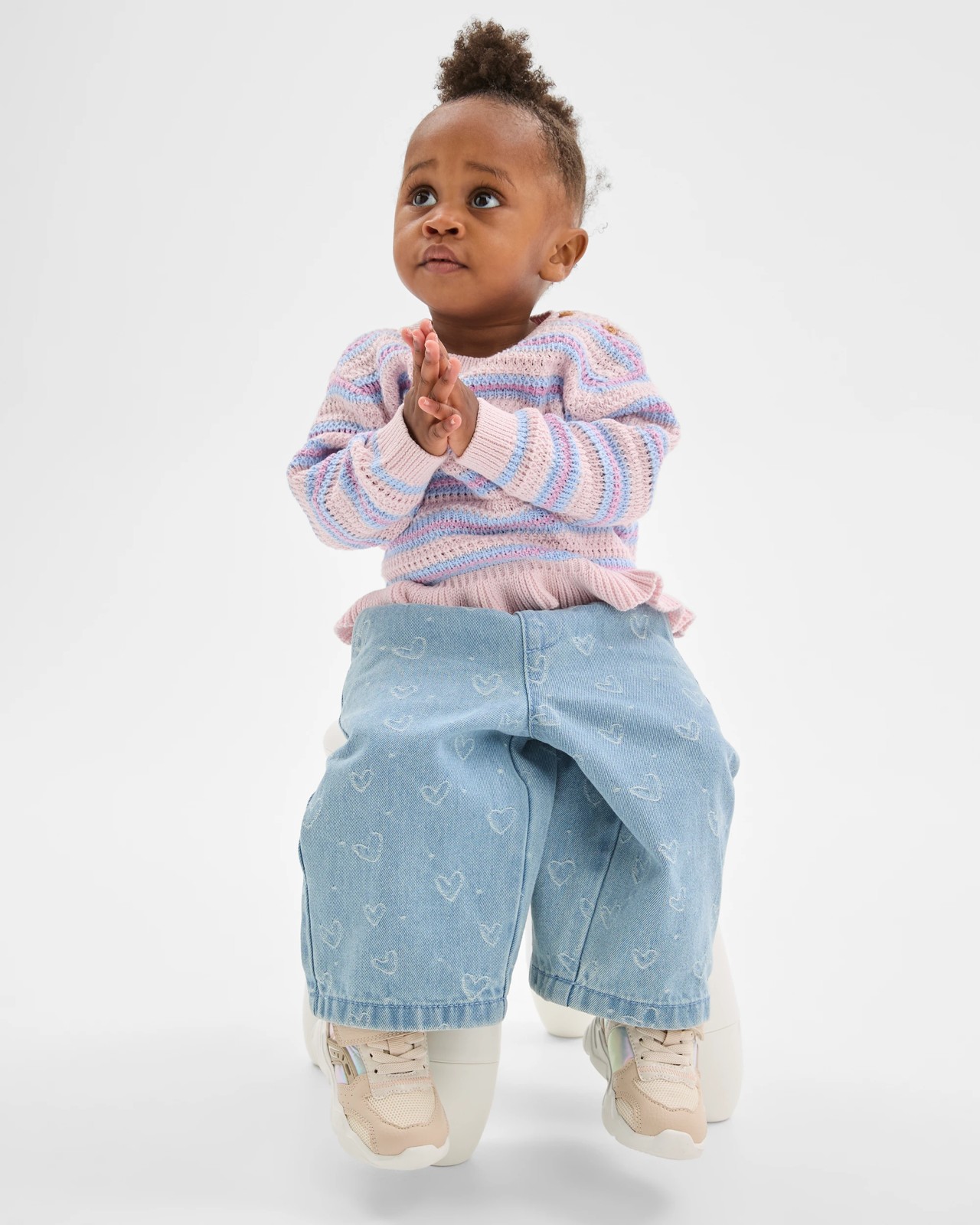Baby Organic Cotton Lightweight Knit Jumper - Stripe Pink 2 of 5