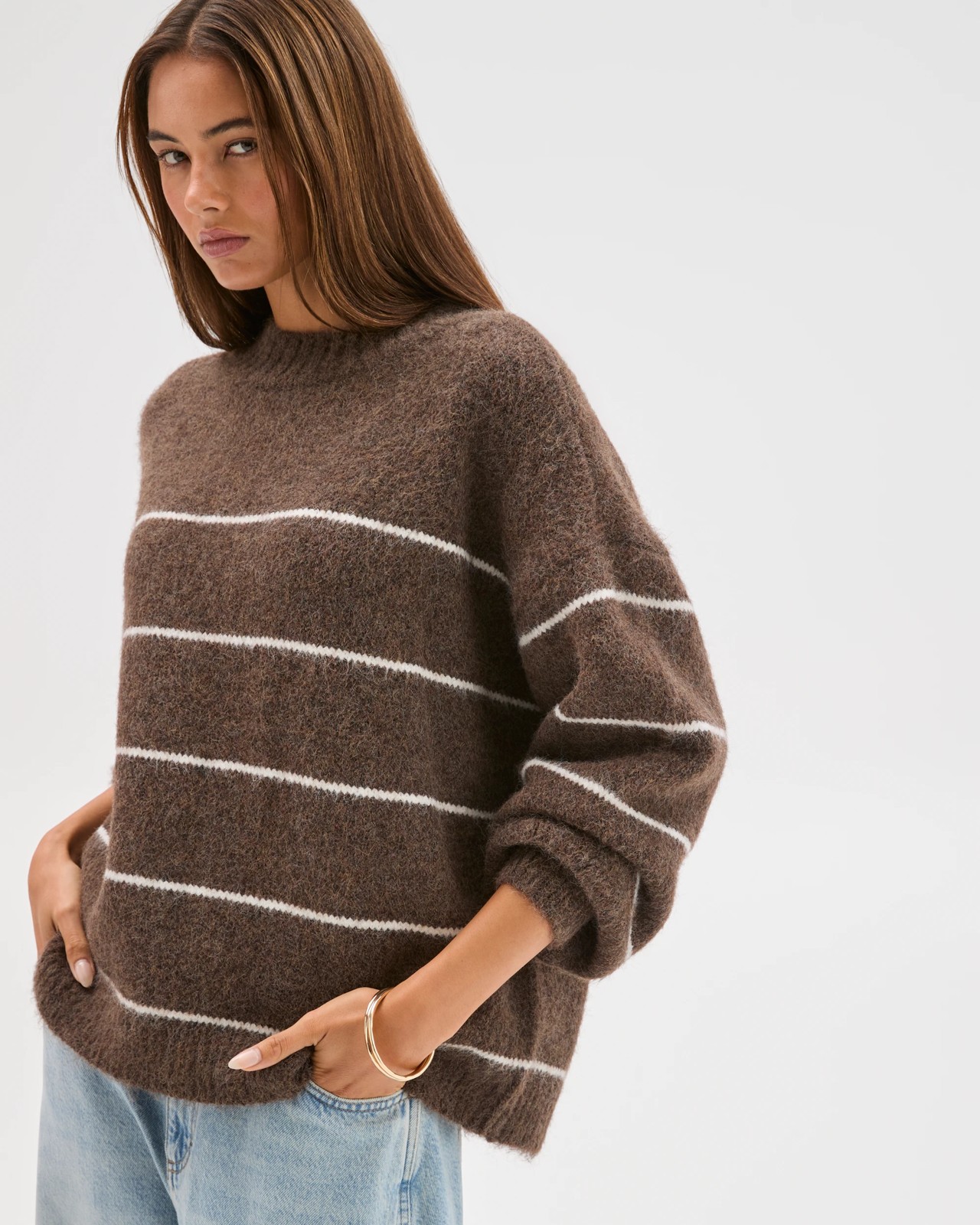 Lily Loves Stripe Knit Pullover Jumper - Brown 5 of 6