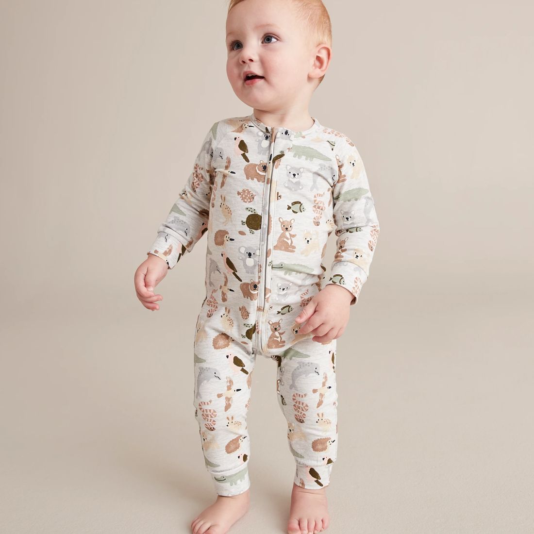 Baby Organic Cotton Footless Coverall - Australian Animals | Target ...