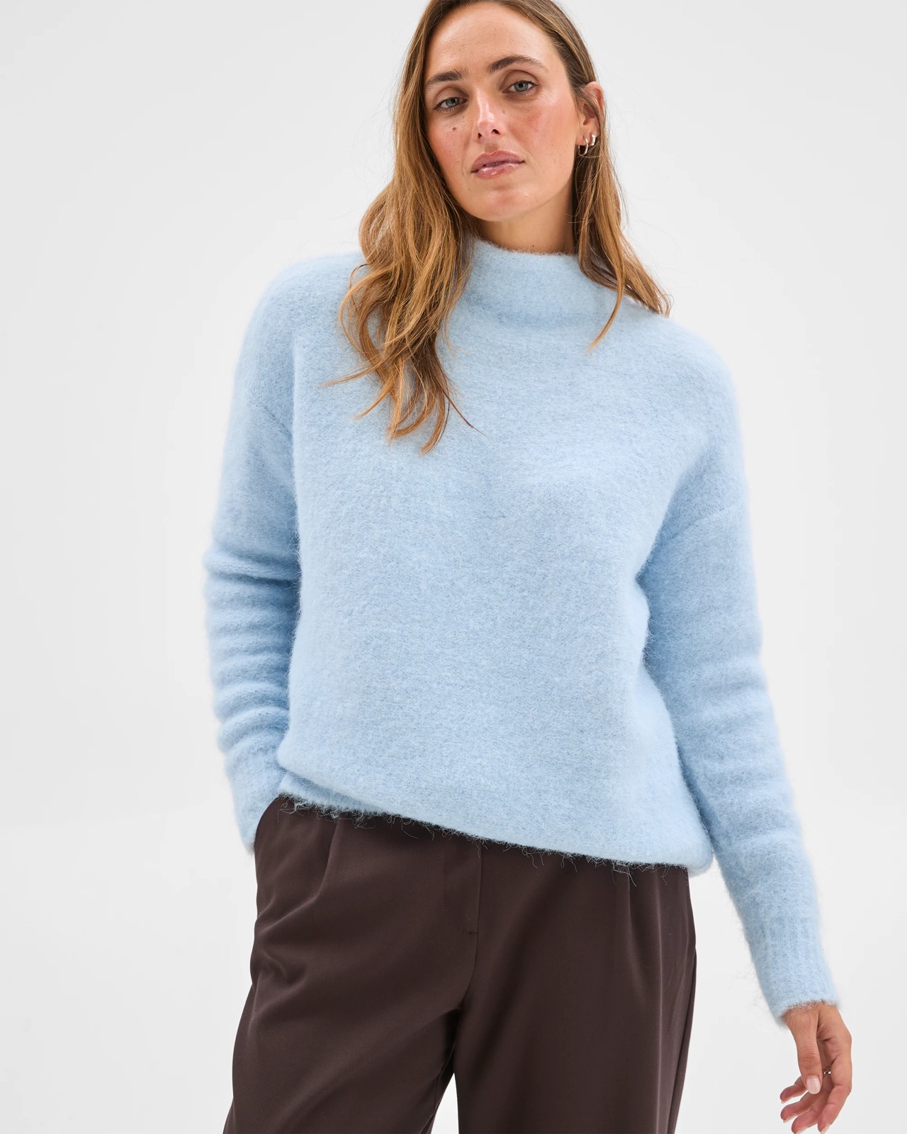 Preview Plush Mock Neck Jumper - Blue Mist 3 of 6