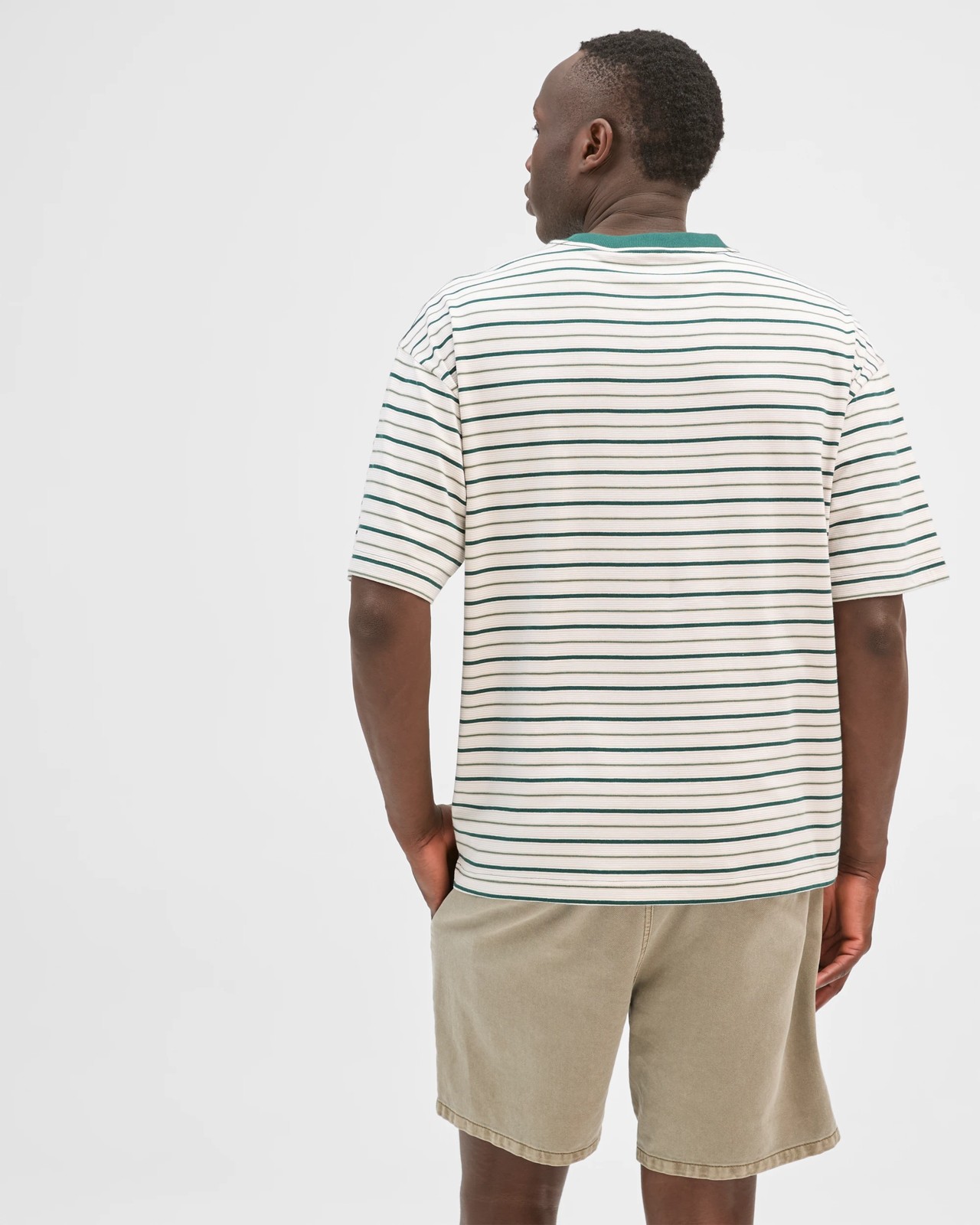 Commons Australian Cotton Stripe T-Shirt - Green Stripe 6 of 6