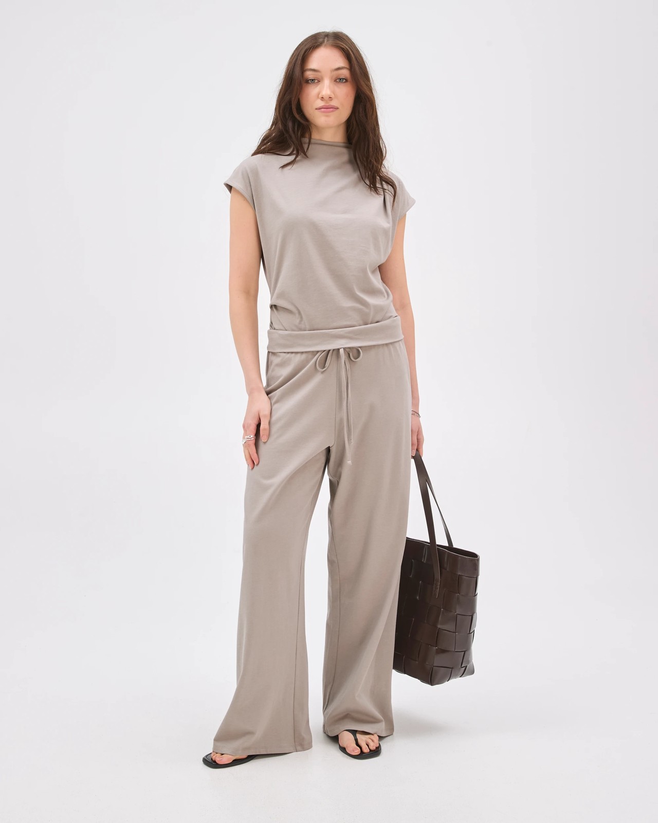 Lily Loves Australian Cotton Straight Leg Frill Pants - Portobello 2 of 6