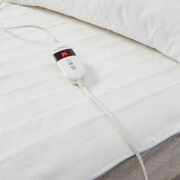 Fitted Electric Blanket, King Single Bed, White - Anko
