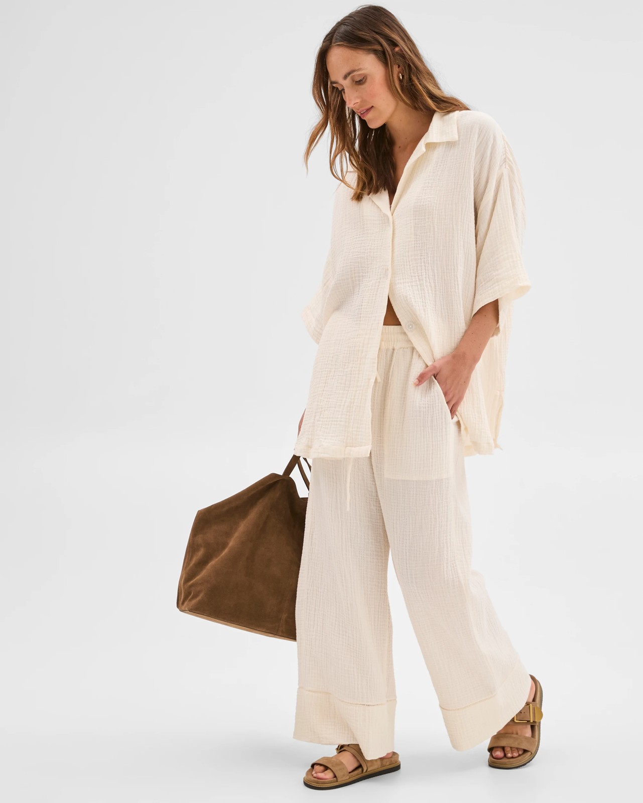 Resort Australian Cotton Oversized Short Sleeve Shirt - White 2 of 5