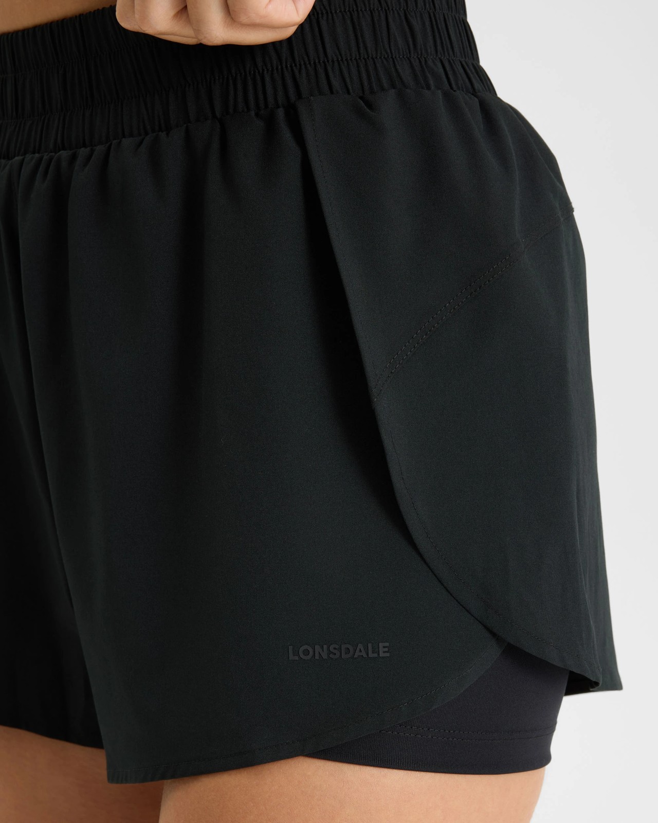 Lonsdale London Stride Double Layer Shorts - Black 4 of 6