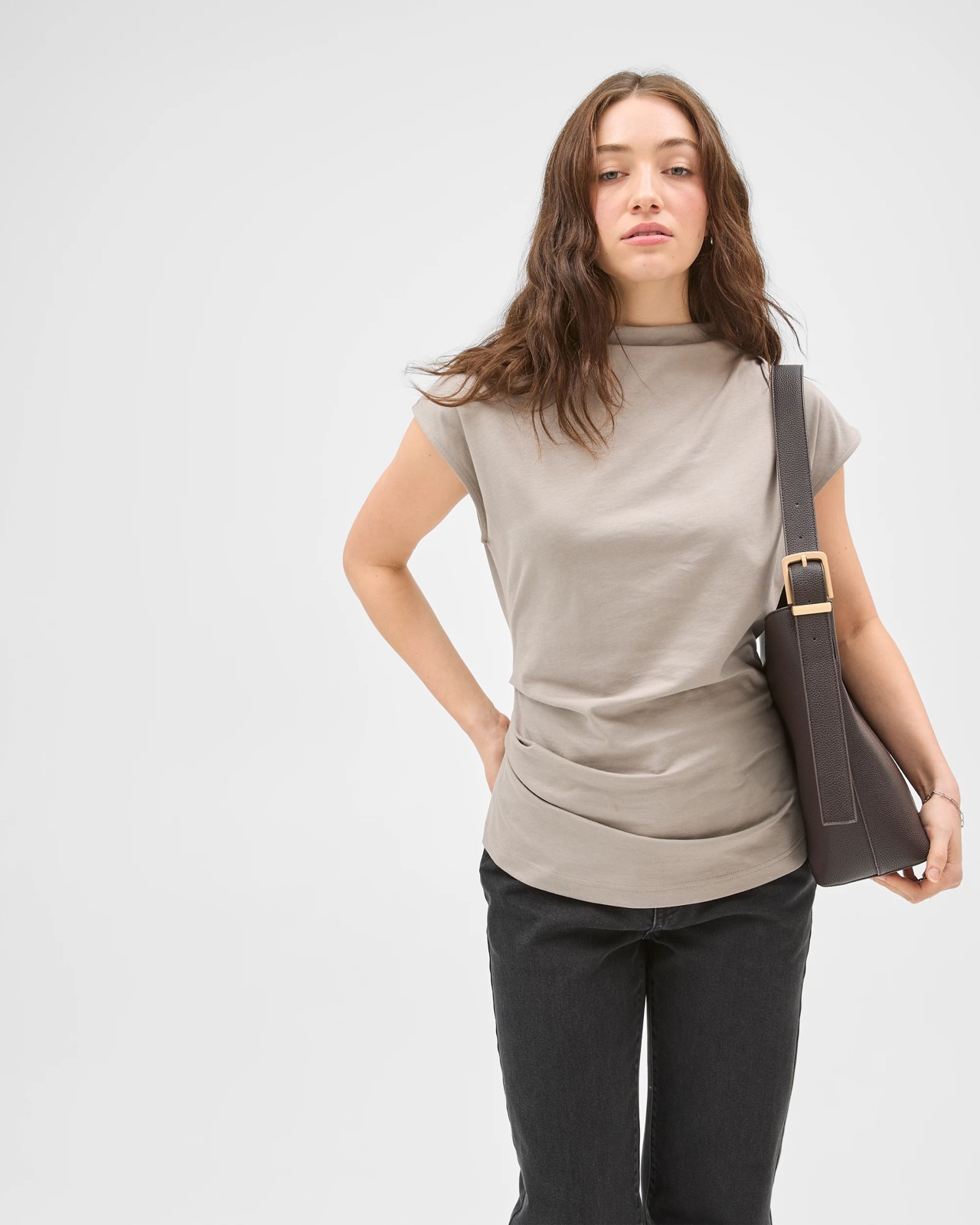 Lily Loves Australian Cotton Slouch T-Shirt - Portobello 3 of 5