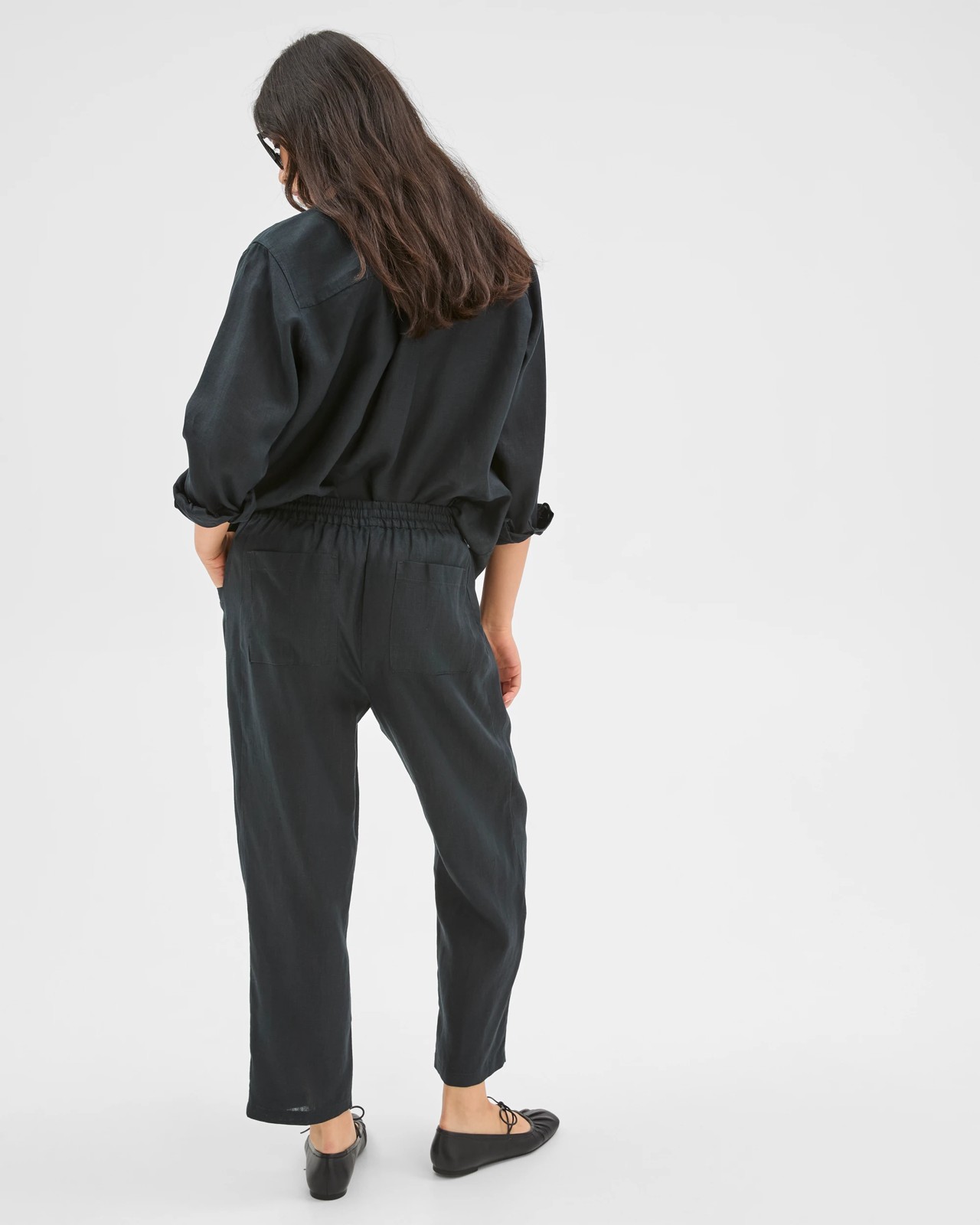 European Linen Tapered Pants - Black 6 of 6