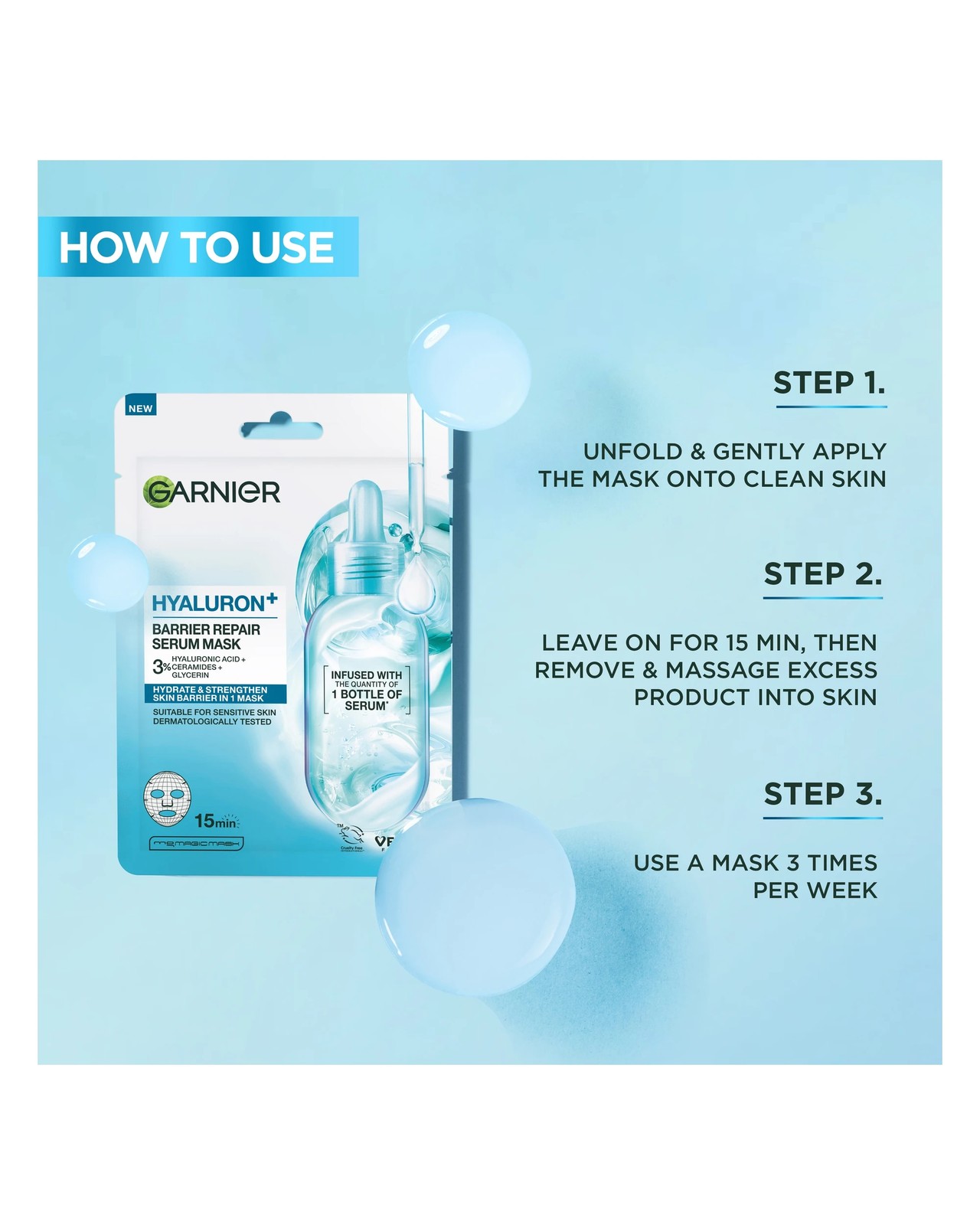 Garnier Hyaluron+ Barrier Repair Serum Mask 36.5g - Hyaluronic Acid and Ceramides 6 of 6