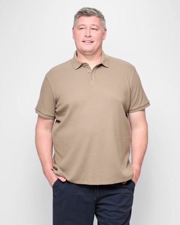 Plus Size Australian Cotton Blend Waffle Polo T-Shirt