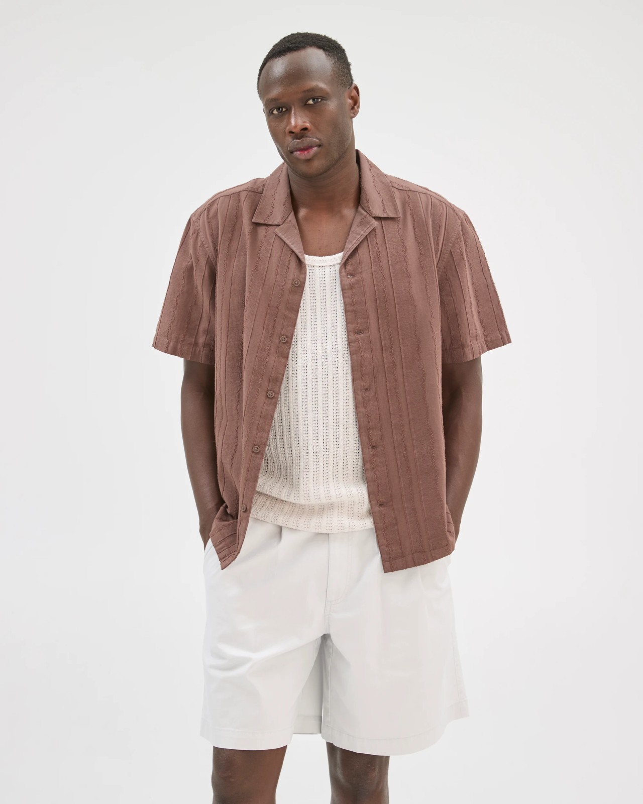 Commons Australian Cotton Pleated Chino Shorts - Cloud White 3 of 5