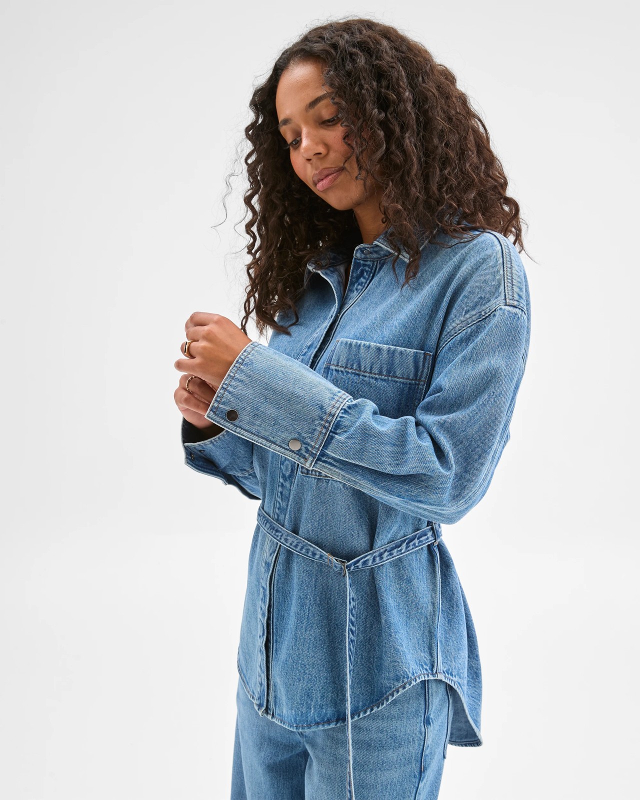 Belted Denim Shacket 3 of 6