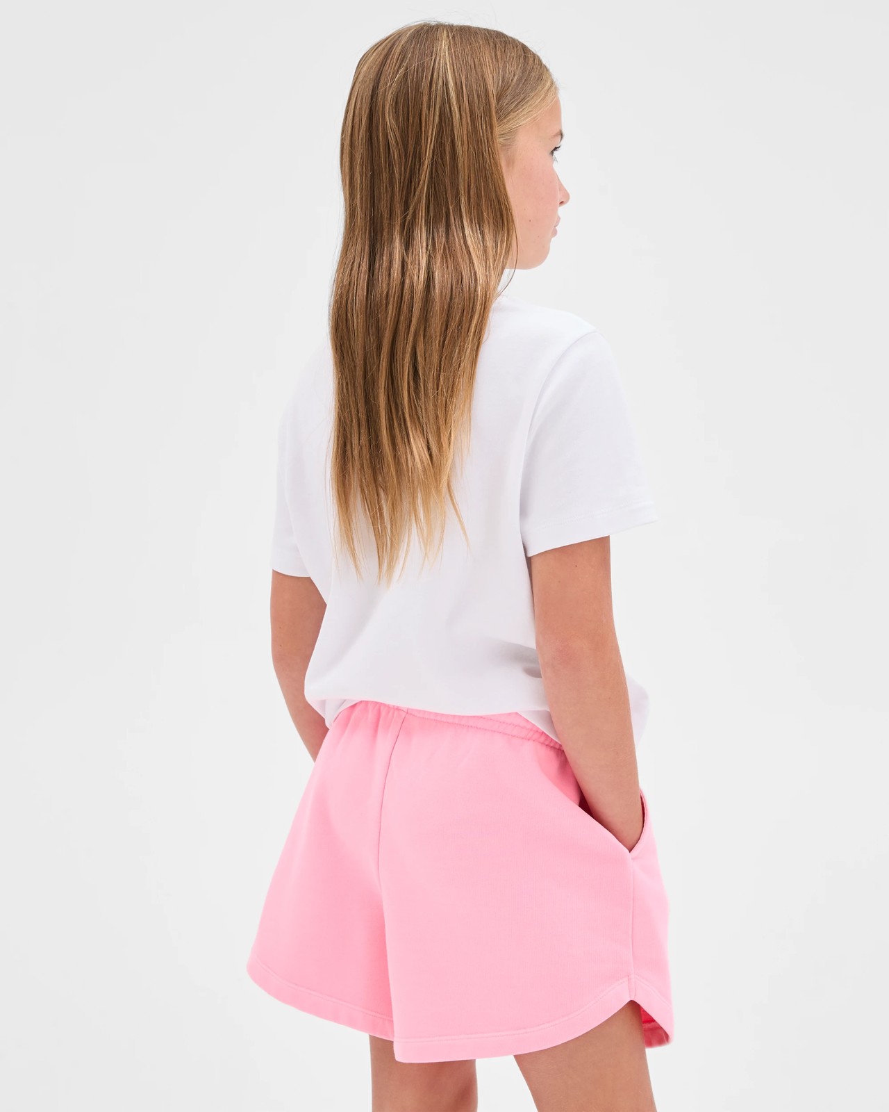 Australian Cotton Blend Curved Hem Fleece Shorts - Neon Pink 4 of 6