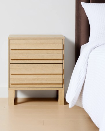 Anko Sadie 2 Drawer Bedside Table - Light Oak