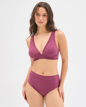 Shape Your Body Resort Ladder Trim V Neck Matte Micro Swim Bikini Top