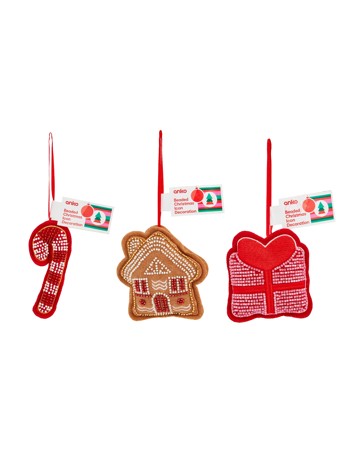 Anko Beaded Christmas Icon Decoration - Assorted