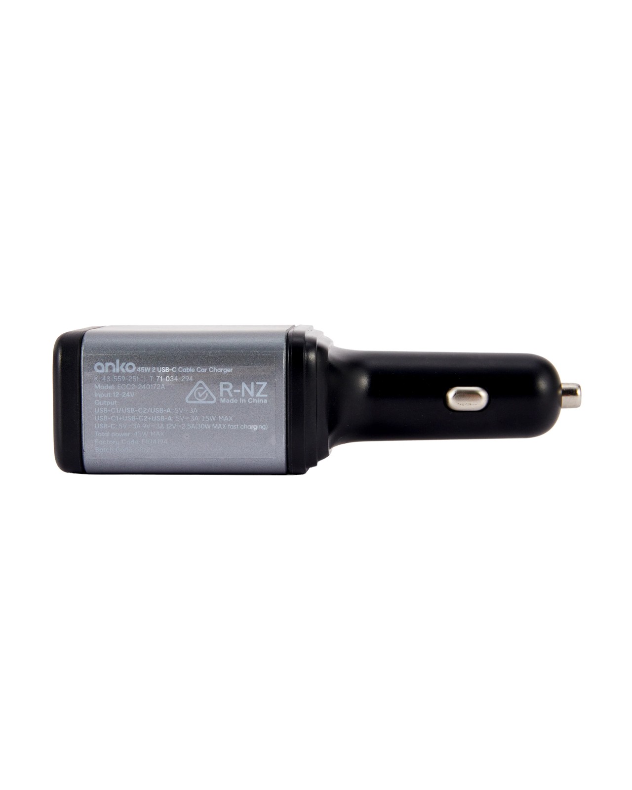 45W Dual USB-C Cable Car Charger - Anko 3 of 5