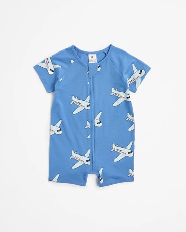 Baby Organic Cotton Zip Romper - Planes