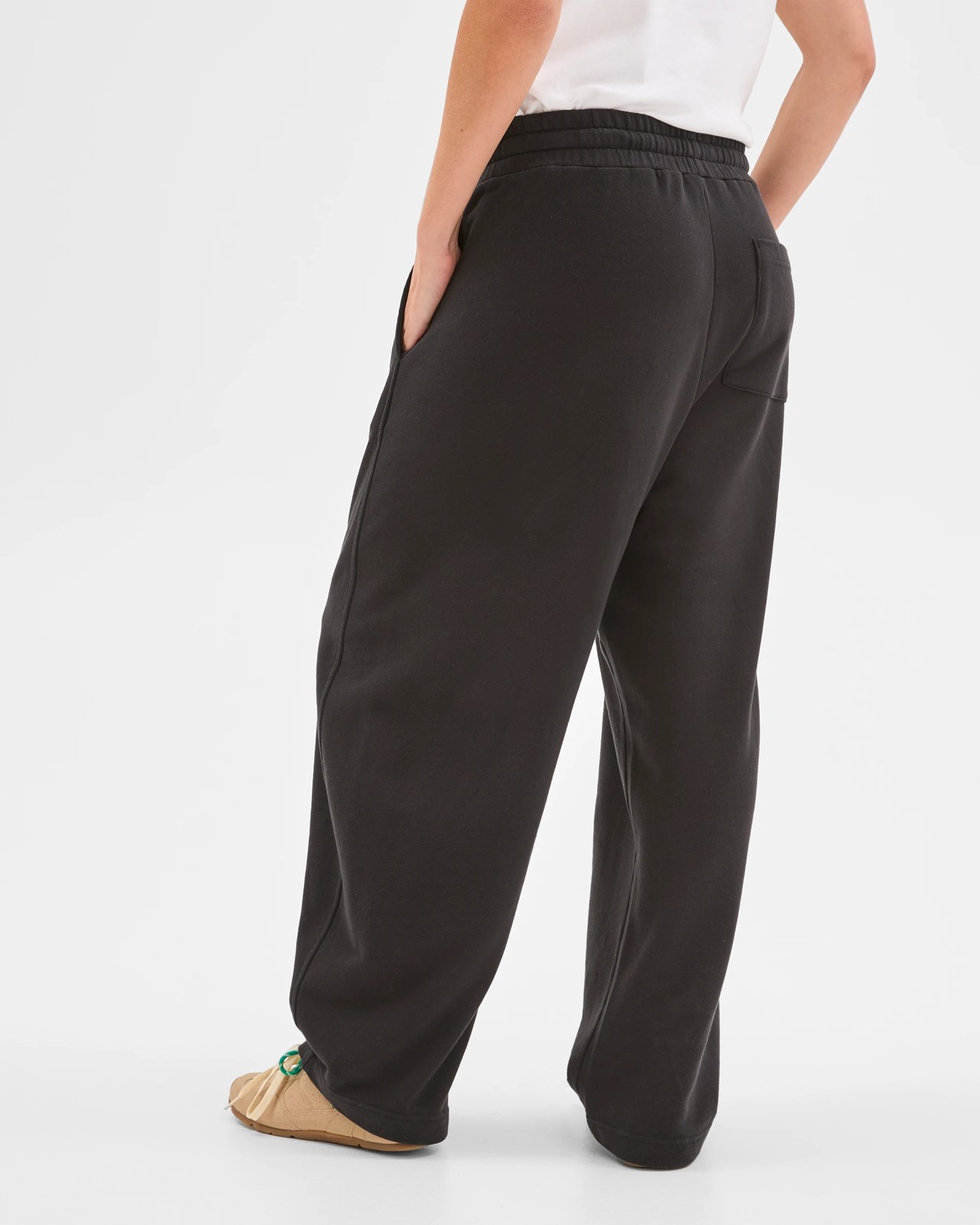Australian Cotton Barrel Leg Jogger Pants - Washed Black 6 of 6