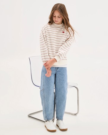 Australian Cotton Blend Balloon Sleeve Fleece Sweat Top