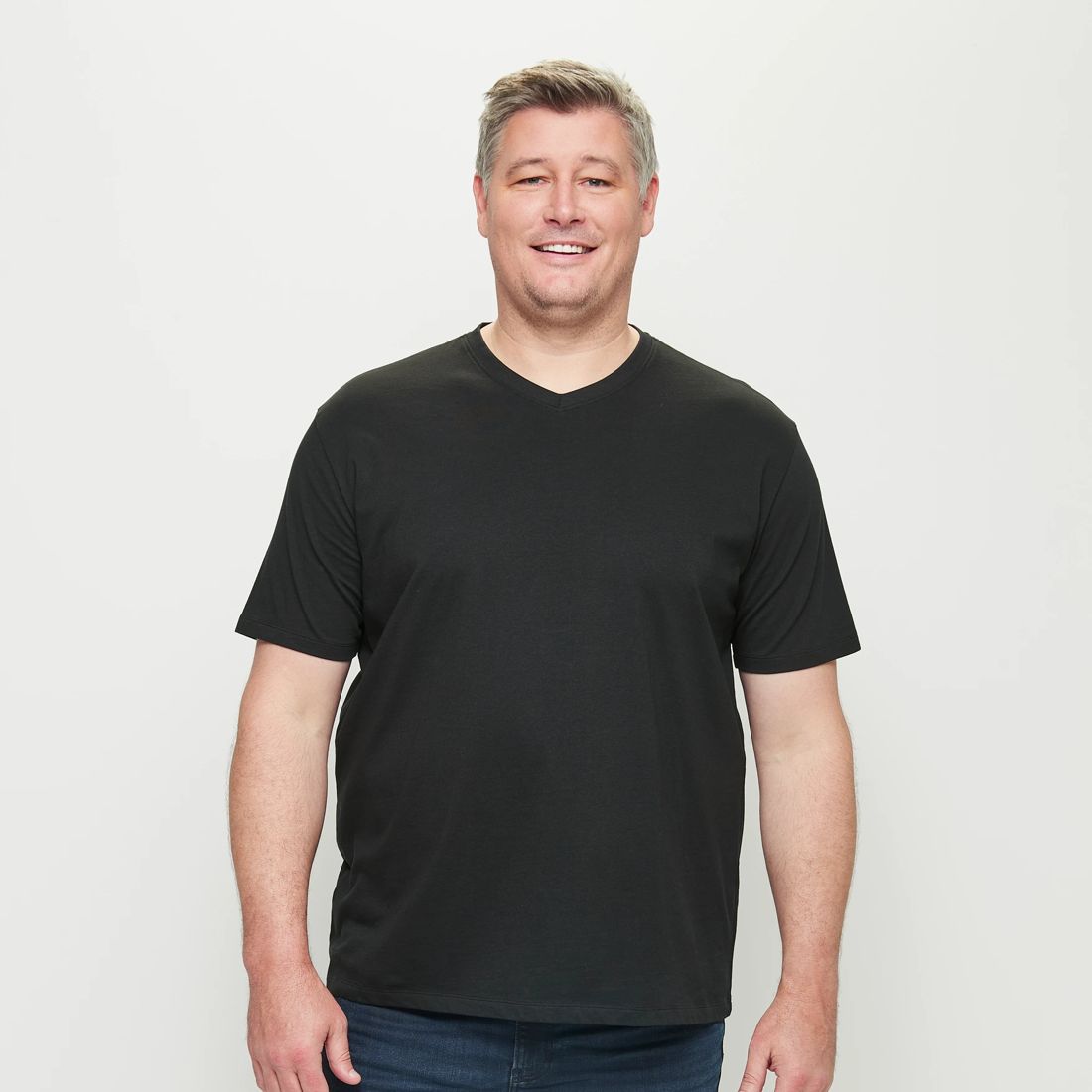 Man Plus Australian Cotton V-Neck T-Shirt - Black | Target Australia