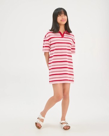 Australian Cotton Short Sleeve Oversized Polo Stripe Dress