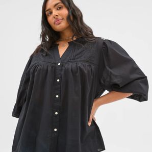 Plus Size Long Sleeve Broderie Blouse product image