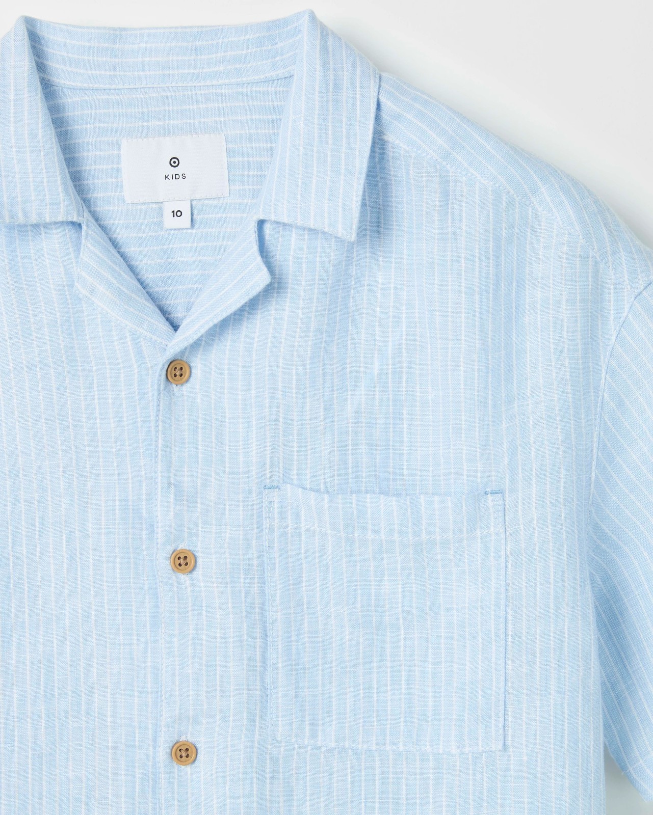 European Linen Short Sleeve Shirt - Blue + White 2 of 2