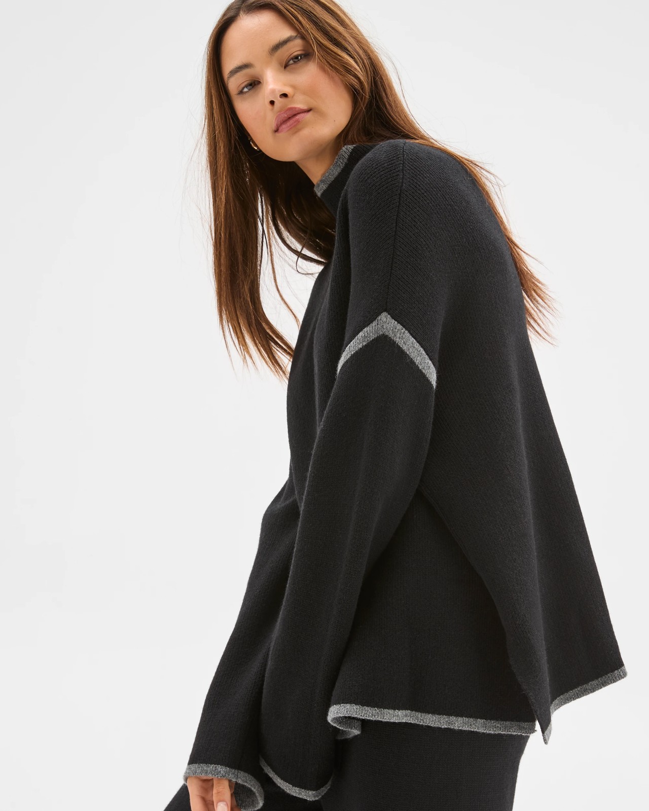 Lily Loves High Neck Contrast Jumper - Black 4 of 6