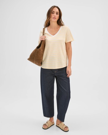 Australian Cotton Slub Relaxed V-Neck T-Shirt