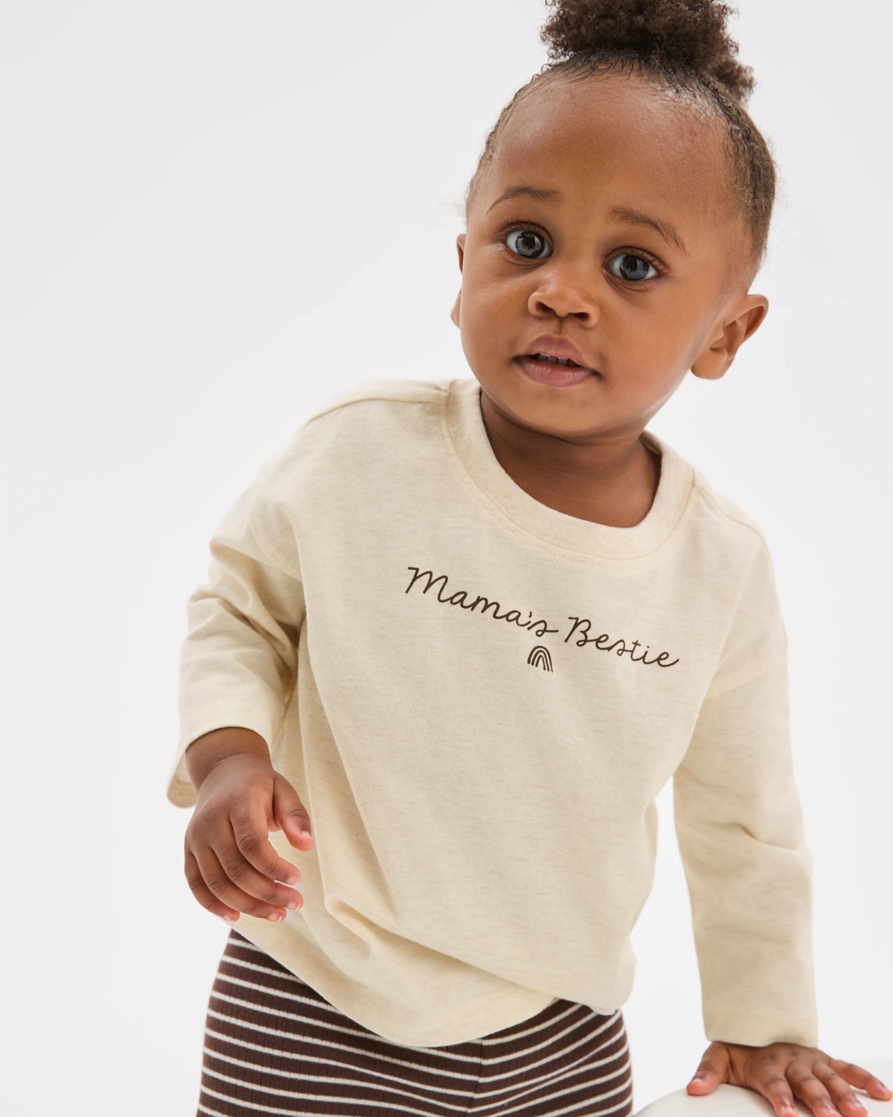 Baby Organic Cotton Long Sleeve Print T-Shirt - Mamas Bestie Oatmeal 3 of 5