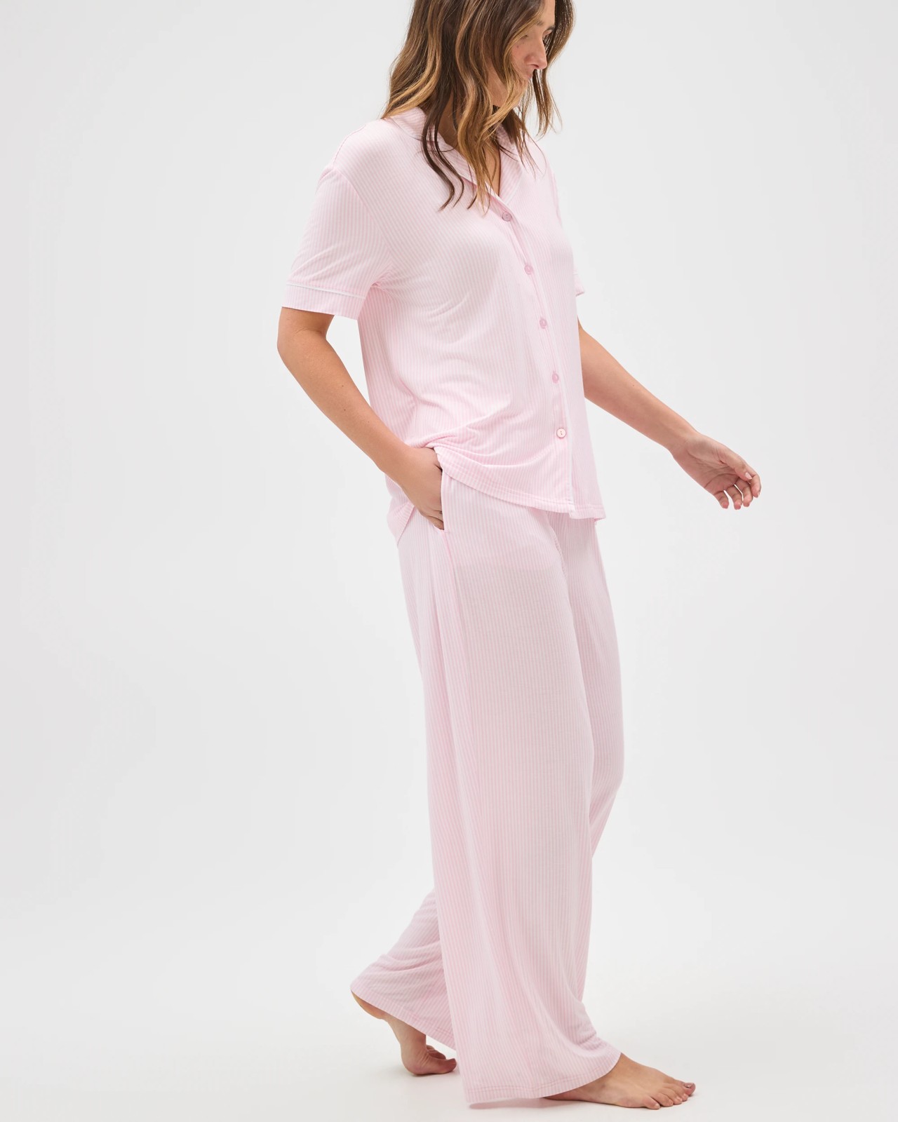 Bamboo Short Sleeve Top and Long Length Pants Pyjama Set 3 of 5
