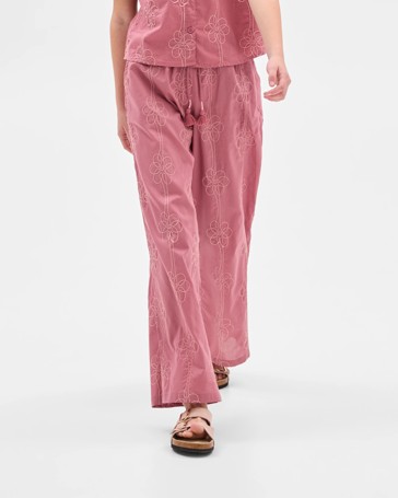 Australian Cotton Embroidered Wide Leg Pant