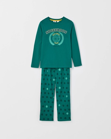 Socceroos Australian Cotton Older Boys Jersey Pyjama Set