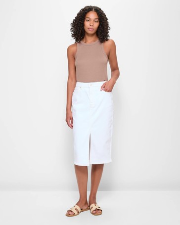 Denim Split Front Pencil Skirt