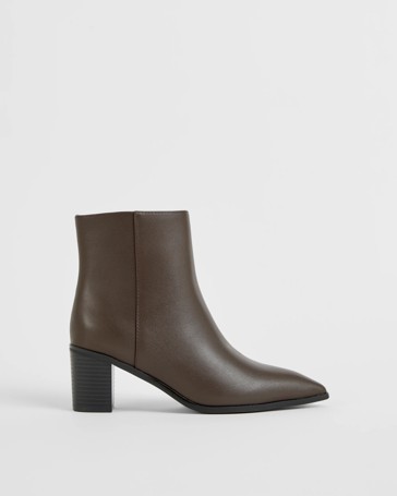 Ruby Genuine Leather Block Heel Point Boot