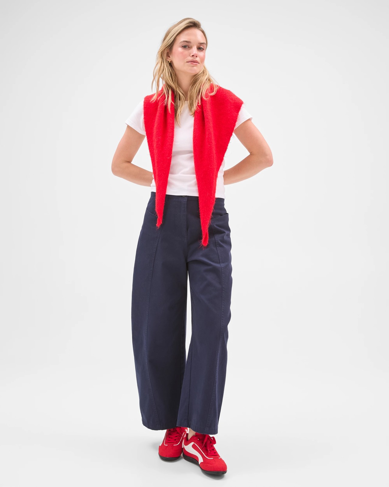 Lily Loves Australian Cotton Curved Pocket Barrel Leg Pants - Deep Navy 3 of 5