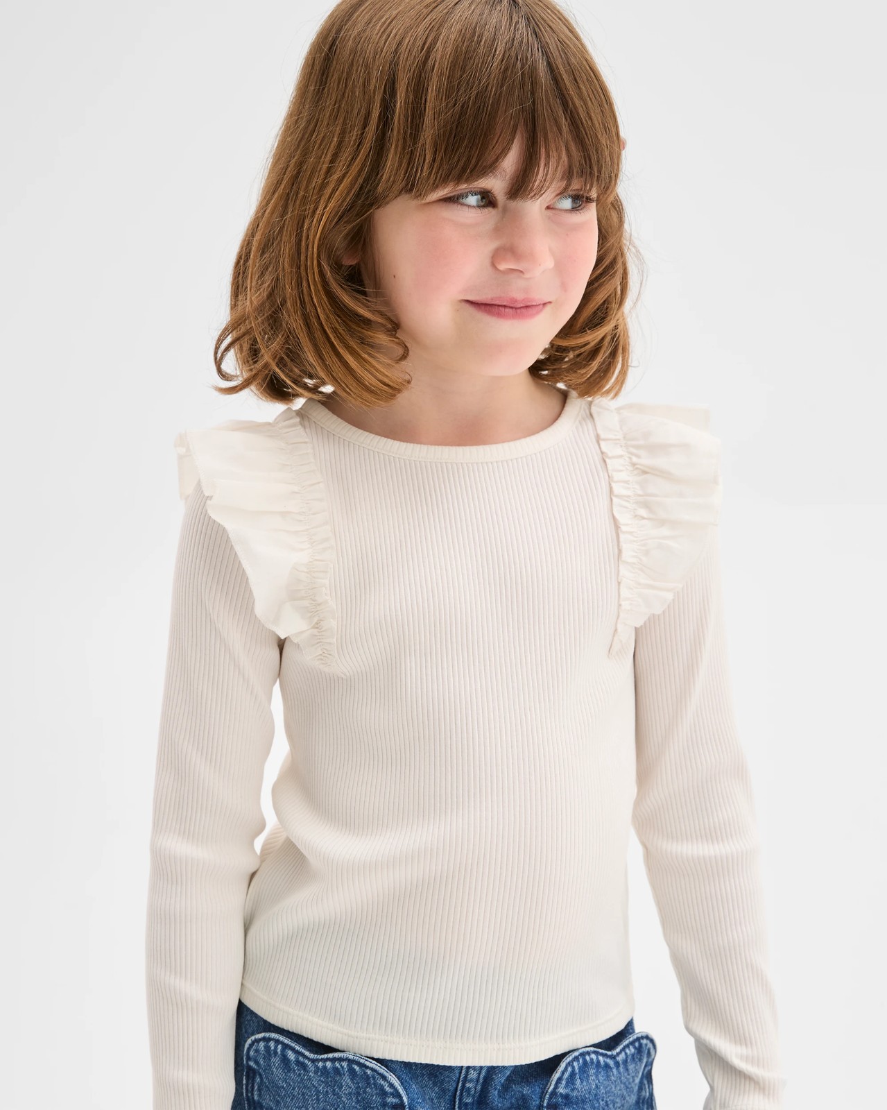 Australian Cotton Long Sleeve Ribbed Fashion T-Shirt - Solid White 2 of 3