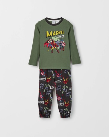 Marvel Australian Cotton Younger Boys Waffle/Flannel Pyjama Set