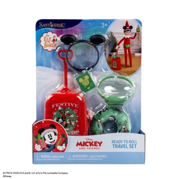 5 Piece Santaverse The Elf on the Shelf: Disney Mickey and Friends Ready to Roll Travel Set