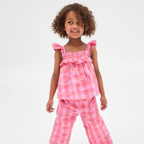 Woven Ruffle Top & Pants Coord Set product image